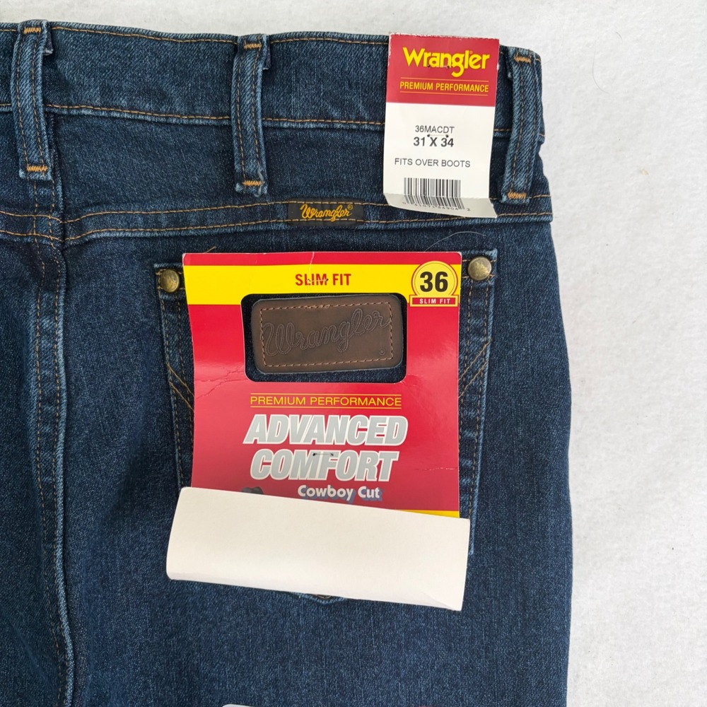 Wrangler Cowboy Cut Jeans Mens 31x34 Dark Indigo Wash New Advanced Comfort - Picture 5 of 10